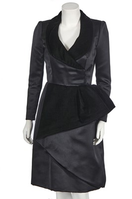 Lot 182 - A Givenchy haute couture black satin and velvet dress, 1980s