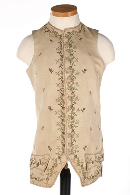 Lot 477 - A gentleman's embroidered cream silk waistcoat,...