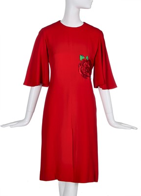 Lot 399 - A Christian Dior Iran by Marc Bohan red silk crêpe dress, circa 1970