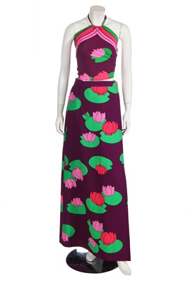 Lot 299 - A Jean-Louis Scherrer waterlily print ensemble, 1970s