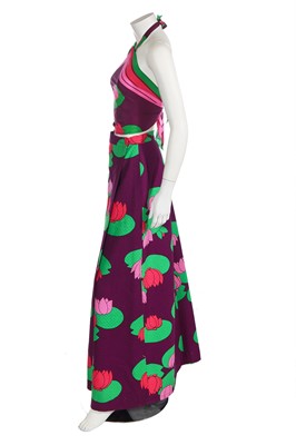Lot 299 - A Jean-Louis Scherrer waterlily print ensemble, 1970s