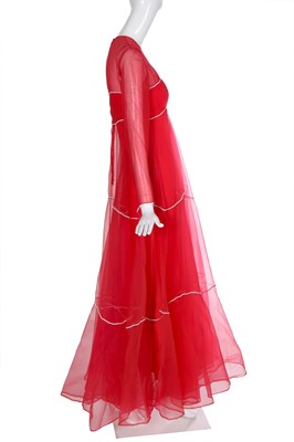 Lot 401 - A Christian Dior Iran by Marc Bohan crimson cigaline evening dress, 1970s