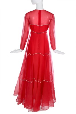 Lot 401 - A Christian Dior Iran by Marc Bohan crimson cigaline evening dress, 1970s