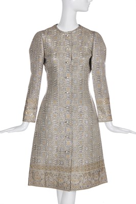 Lot 403 - A Christian Dior Iran by Marc Bohan gold and silver lamé evening coat, late 1960s-early 1970s