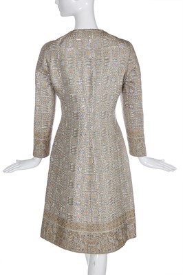 Lot 403 - A Christian Dior Iran by Marc Bohan gold and silver lamé evening coat, late 1960s-early 1970s