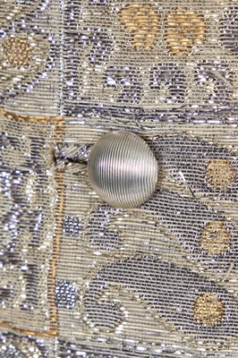 Lot 403 - A Christian Dior Iran by Marc Bohan gold and silver lamé evening coat, late 1960s-early 1970s