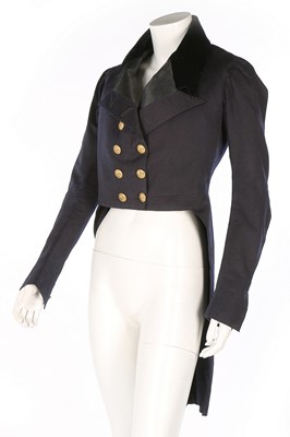 Lot 482 - A gentleman's navy facecloth tailcoat, 1840-50,...