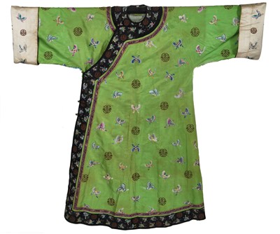 Lot 462 - A bright green satin chang-fu, Han Chinese, late 19th century