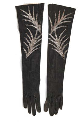 Lot 462 - A Norman Hartnell black ciré satin evening gown, circa 1930