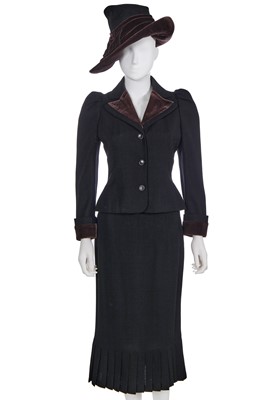 Lot 204 - A John Galliano black and brown skirt suit, Spring-Summer 1989