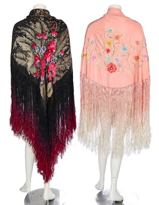 Lot 396 - Two silk shawls, 1920s