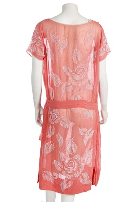 Lot 368 - A beaded pink muslin flapper dress, circa 1925
