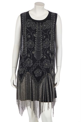 Lot 372 - A beaded black chiffon flapper dress, circa 1925