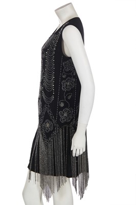 Lot 372 - A beaded black chiffon flapper dress, circa 1925