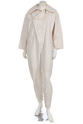 Lot 209 - A Katharine Hamnett ivory canvas jumpsuit, 1980s