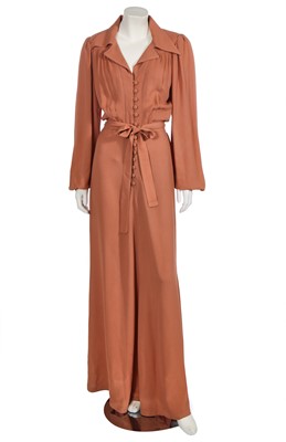 Lot 267 - An Ossie Clark for Radley peach moss-crêpe gown, circa 1970