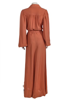 Lot 267 - An Ossie Clark for Radley peach moss-crêpe gown, circa 1970