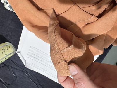 Lot 267 - An Ossie Clark for Radley peach moss-crêpe gown, circa 1970