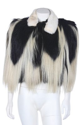 Lot 252 - A black and white monkey fur capelet, colobus...