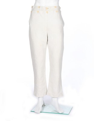 Lot 486 - A pair of white cotton gentlemen's trousers,...