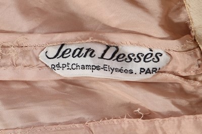 Lot 316 - A Jean Dessès haute couture pale brown and lime green chiffon evening gown, circa 1951