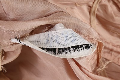 Lot 316 - A Jean Dessès haute couture pale brown and lime green chiffon evening gown, circa 1951