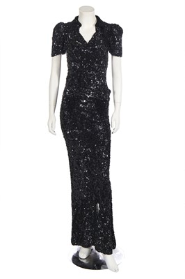 Lot 356 - A black sequin bias cut evening gown, circa 1935