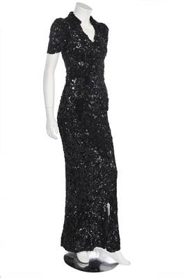Lot 356 - A black sequin bias cut evening gown, circa 1935