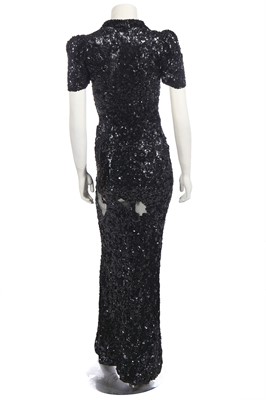 Lot 356 - A black sequin bias cut evening gown, circa 1935