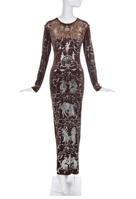 Lot 193 - A Vivienne Westwood boulle-stenciled velvet dress, 'Portrait' collection, Autumn-Winter 1990-91