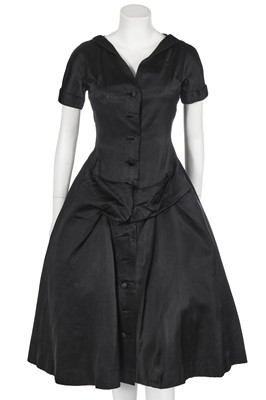 Lot 319 - A Christian Dior London black satin cocktail dress, 1955-56