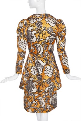 Lot 376 - A Thea Porter printed and woven lamé cocktail suit, early 1970s