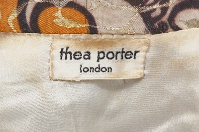 Lot 376 - A Thea Porter printed and woven lamé cocktail suit, early 1970s