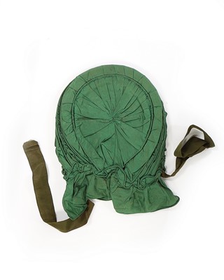 Lot 488 - A green silk caleche bonnet, early 19th...