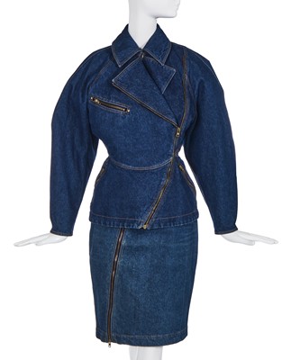 Lot 320 - An Azzedine Alaia zippered denim ensemble, 1986