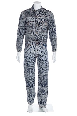 Lot 337 - A Vivienne Westwood men's lace print denim suit, 'Always on Camera' collection, Autumn-Winter 1992