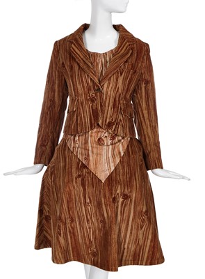 Lot 338 - A Vivienne Westwood wood-bark print ensemble, Mini-Crini, Spring-Summer, 1986