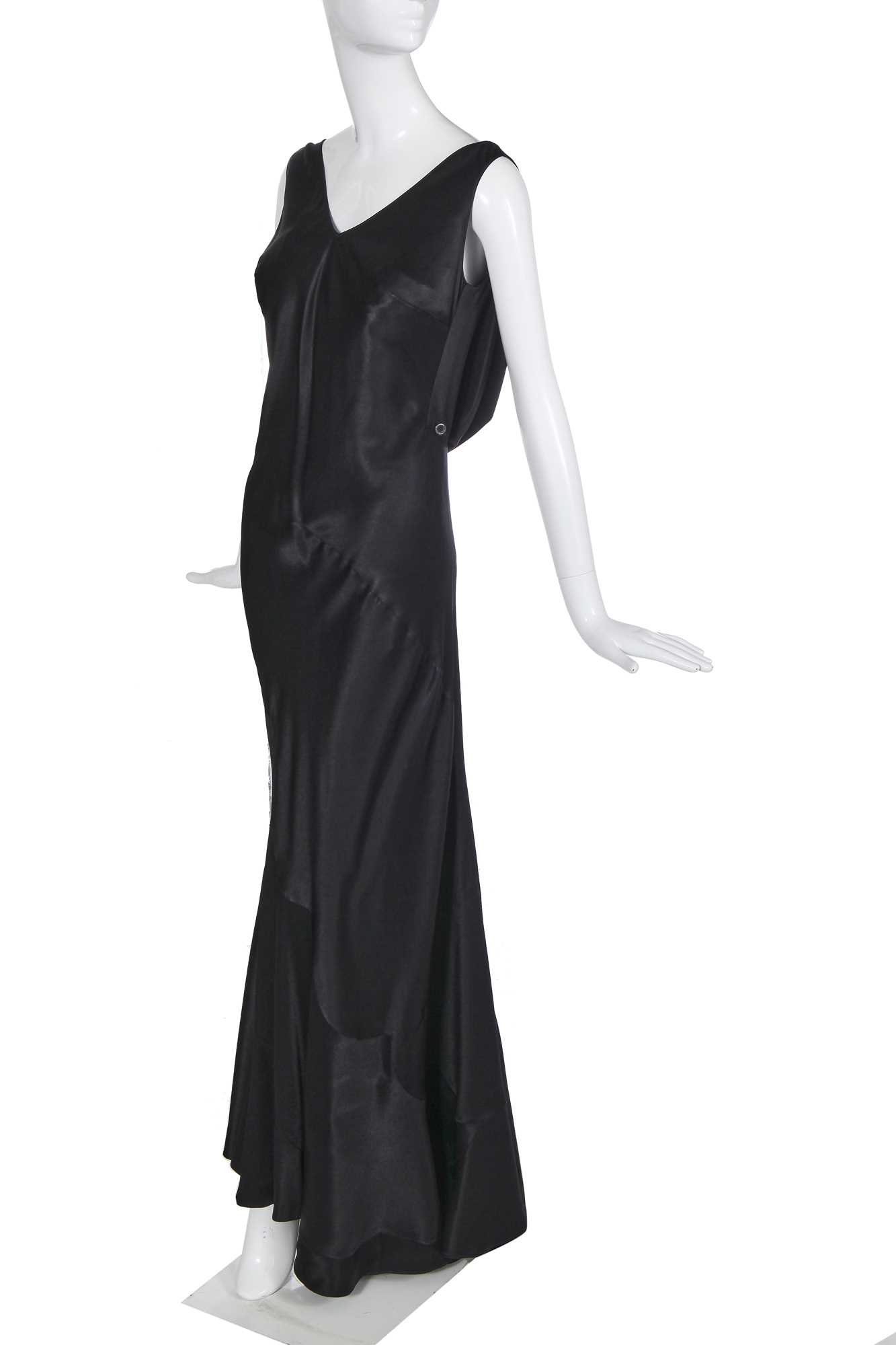 Lot 233 - A John Galliano black bias cut evening gown, circa 1995