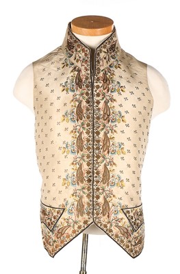 Lot 490 - A gentleman's embroidered silk waistcoat, 1790-...