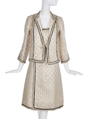 Lot 1 - A Gabrielle Chanel haute couture gold lamé dress and jacket, probably Autumn-Winter 1965-66
