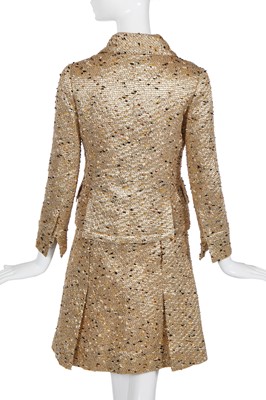 Lot 420 - A Madeleine de Rauch gold tweed cocktail suit, circa 1968