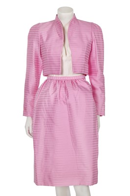 Lot 373 - A Halston pink skirt suit, 1980s