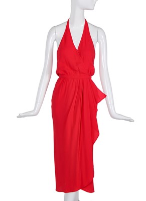 Lot 322 - A Halston red silk crêpe dress, 1980s