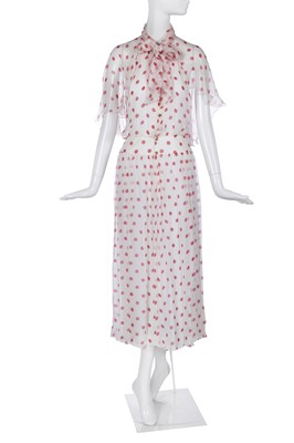 Lot 67 - A Chanel polka dot chiffon dress, 1980s