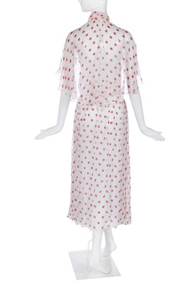 Lot 67 - A Chanel polka dot chiffon dress, 1980s