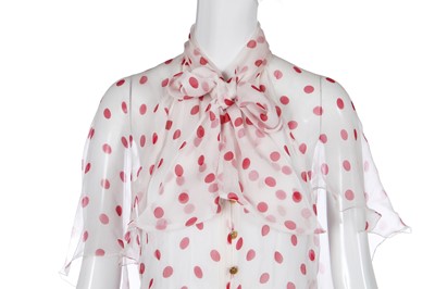 Lot 67 - A Chanel polka dot chiffon dress, 1980s