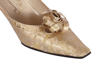 Lot 422 - A fine pair of Christian Dior by Roger Vivier brocaded satin 'Watteau' shoes, 1962