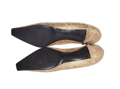 Lot 422 - A fine pair of Christian Dior by Roger Vivier brocaded satin 'Watteau' shoes, 1962