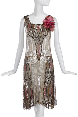 Lot 482 - A gold lace flapper dress, 1926-28