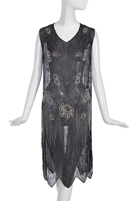 Lot 483 - A beaded black chiffon flapper dress, circa 1925